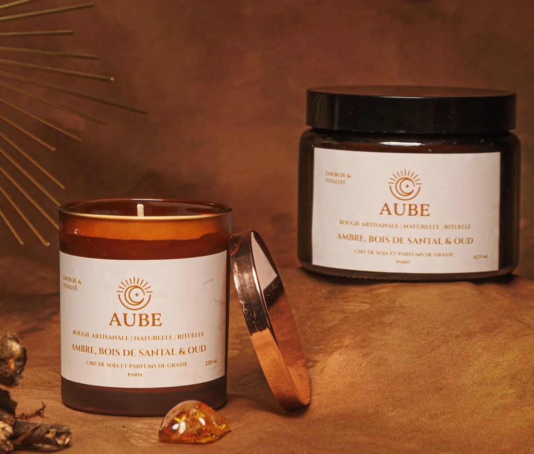 Bougie Énergie & Vitalité — Ambre · Santal · Oud