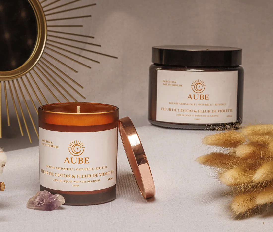 Bougie Douceur & Paix Intérieure — Fleur de coton · Violette