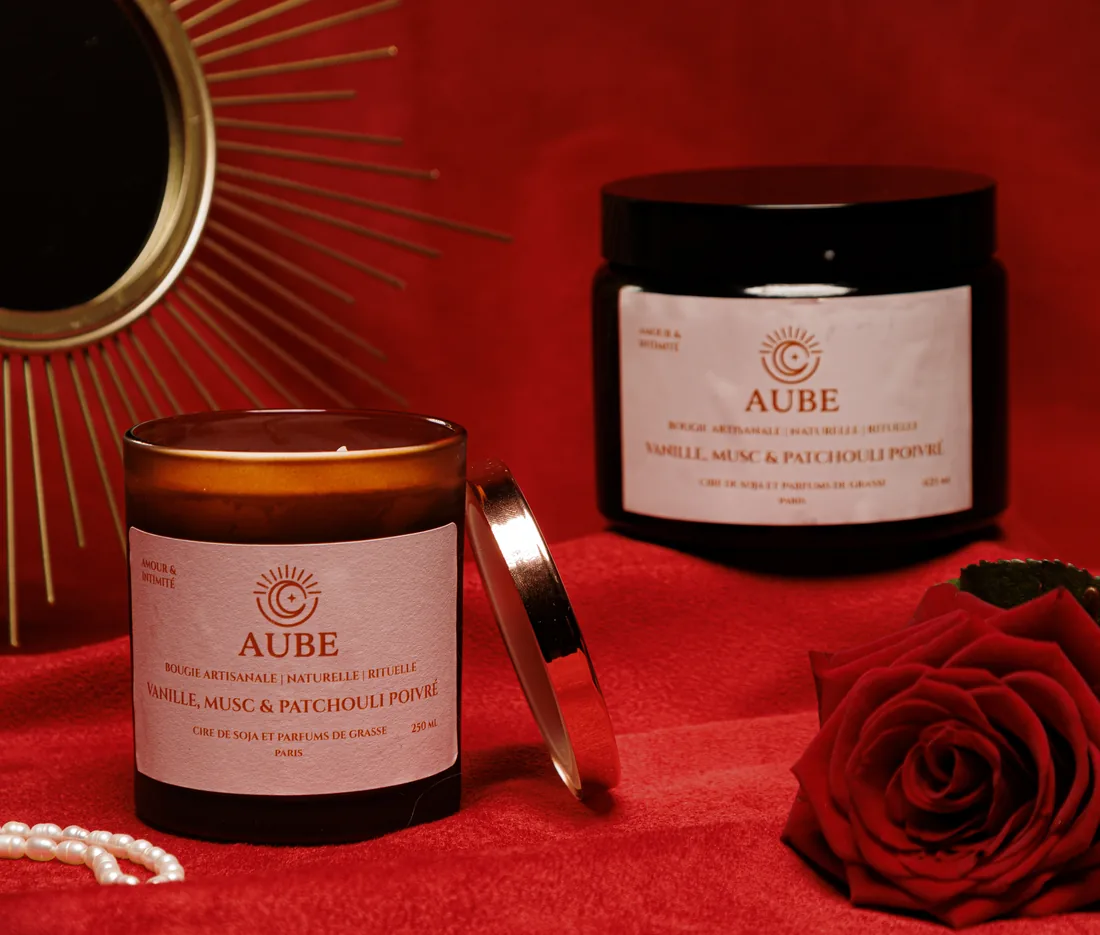 Bougie Amour & Intimité — Vanille · Musc · Patchouli
